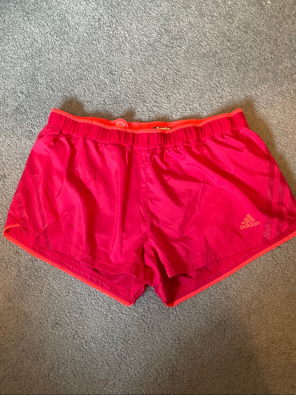 adidas Women's Pink Athletic Shorts with Coral Accents